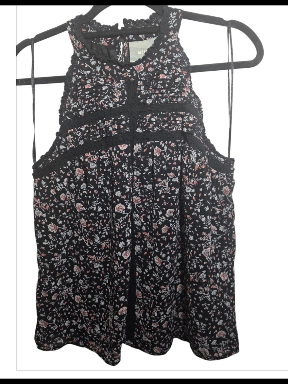 Maeve Anthropologie Floral Lace Trim Sleeveless Blouse Top Size Small Boho